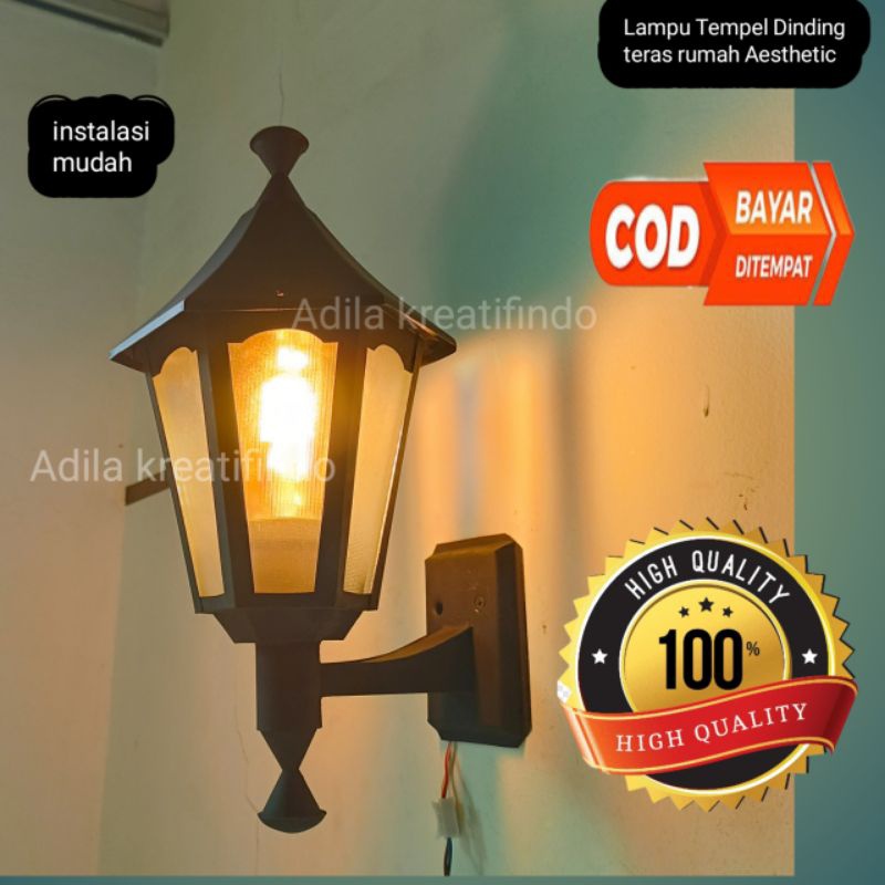 Lampu Tempel Dinding / Lampu Teras Depan / Lampu Dinding Aesthetic / Warna Hitam Klasik Nimalis