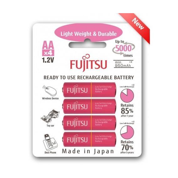 Baterai Fujitsu Pink AA 950mah isi 4 Pcs Rechargeable Limited Ori