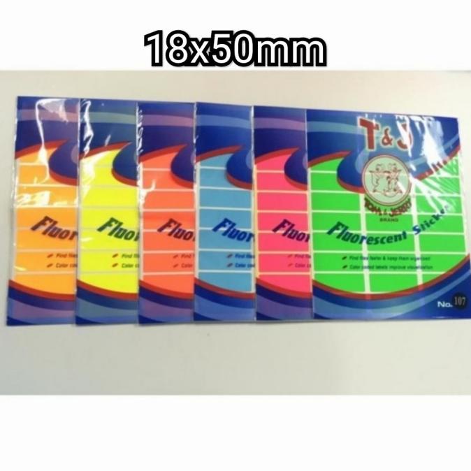 Label Stiker T&J 107 Warna Fluorescent Sticker Kode 1397