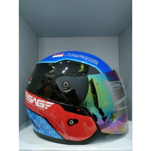 Helm Dewasa GHM Evo Mandalika kaca pelangi
