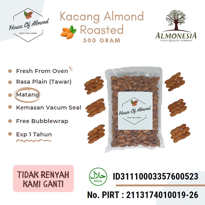 

Kacang Almond Panggang Premium Almonesia 500Gr