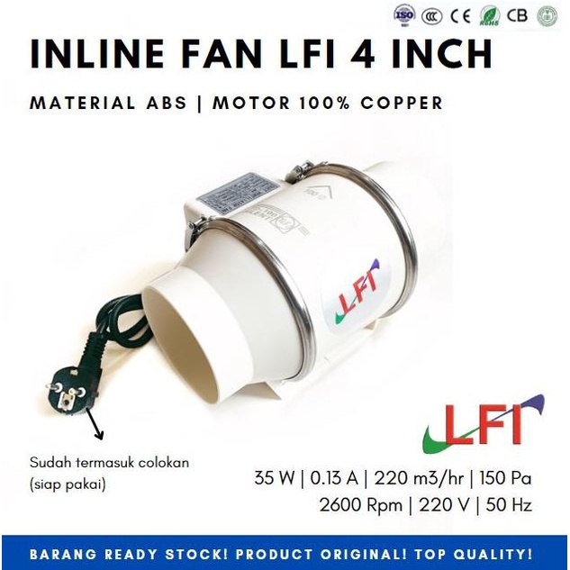 Inline Fan LFI 4 inch PP Plastik Duct Inline PP 4 inch