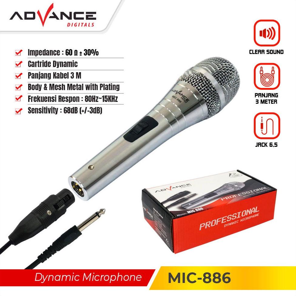 Original Ready+Bisa dikirim hari iniAdvance Mic/Microphone/Mic Kabel Jack Besar 6.5mm 886 COD