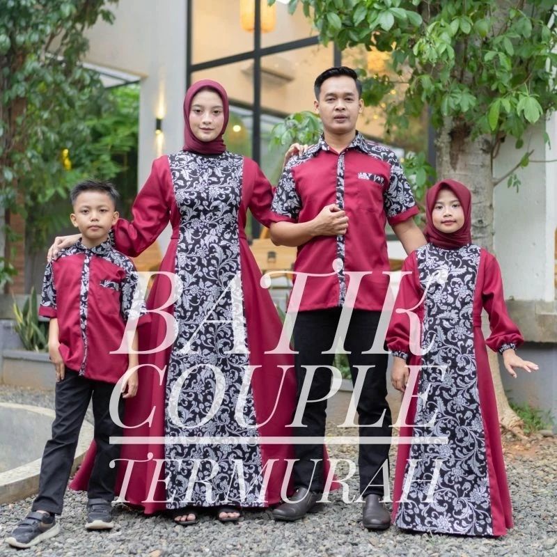Couple keluarga syari muslimah dress gamis couple baju couple pasangan gaun pesta muslimah batik