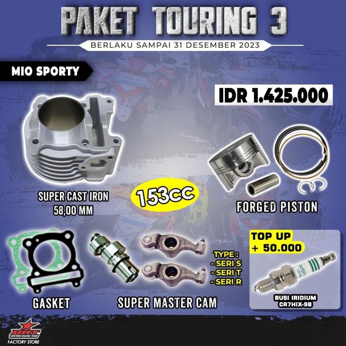 BRT Paket Touring 3 Bore UP Mio Sporty -Blok Piston-Noken AS RRA