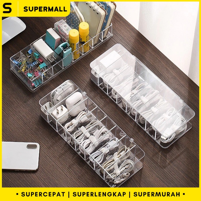 

Promo Supermall Cable Organizer - Kotak Penyimpanan Kabel & Charger - 8 Grid