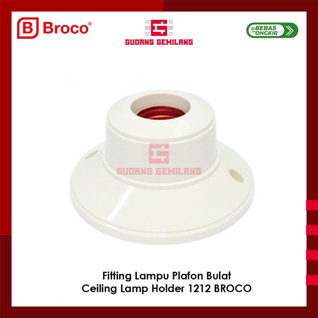 Fitting Lampu Plafon Bulat Putih Ceiling Lamp Holder White 1212 BROCO