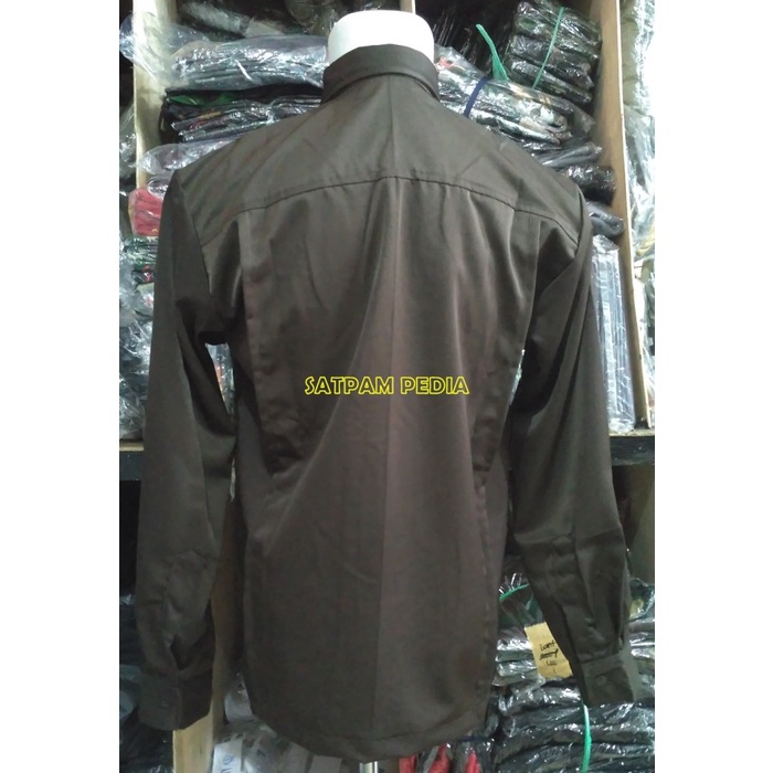 Seragam Safari Panjang Satpam Coklat Kancing Dalam - Safari Satpam