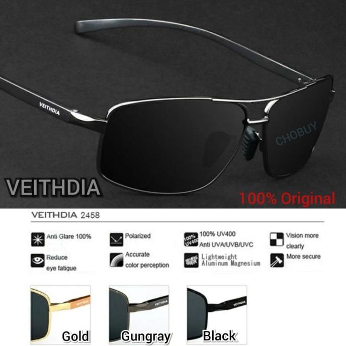 Kaca mata Cowok Pria Polarized Veithdia sport Anti UV 400 Polarized
