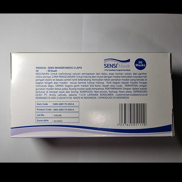 MD - SENSI Mask Headloop 3ply isi 50/Surgical Mask/Masker Headloop 3ply