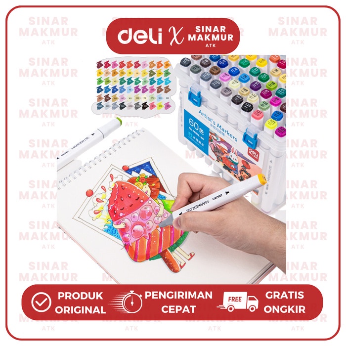 

Sketch/Water-Based Marker/Spidol Sketsa Dual Tip Deli 70816 (Set)