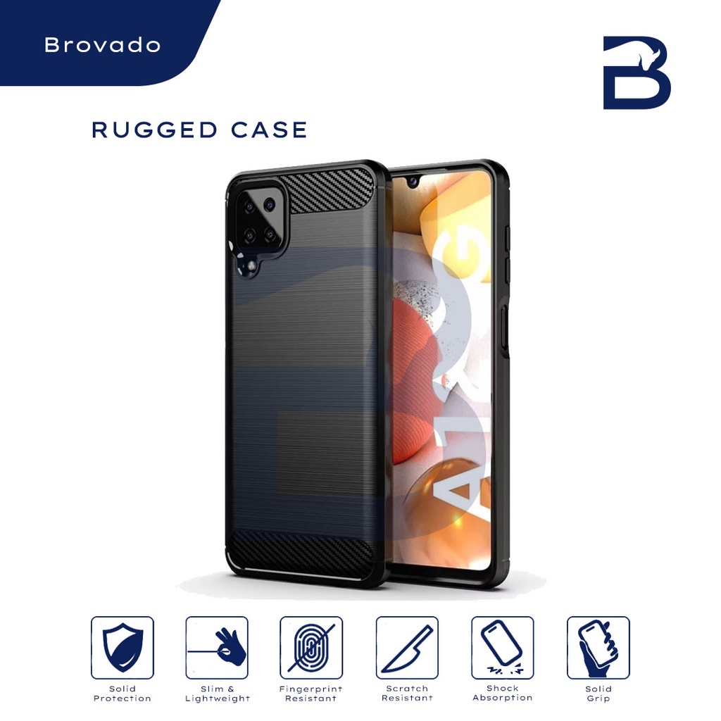 Casing Samsung A03s / A03 Core Rugged Case Armor Carbon Motif Hitam