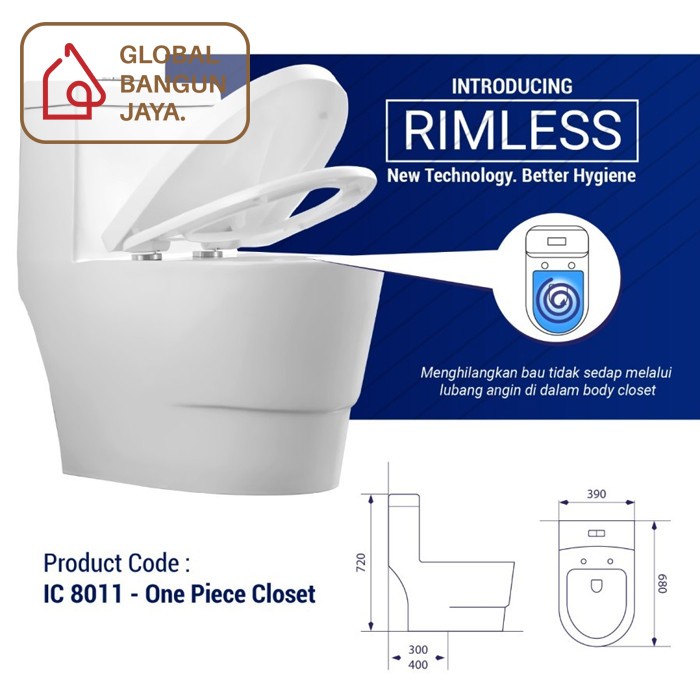 For Sale Kloset Duduk Putih Icepol Rimless Besar Ic8011 / Monoblok One Piece Harga Khusus