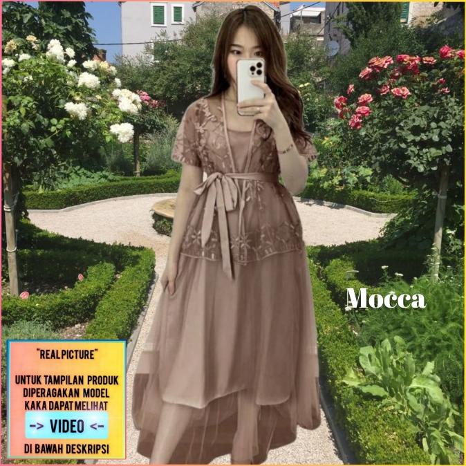 {natal} baju pesta wanita modern chana blouse natal korea dress hijau wardah TERLARIS