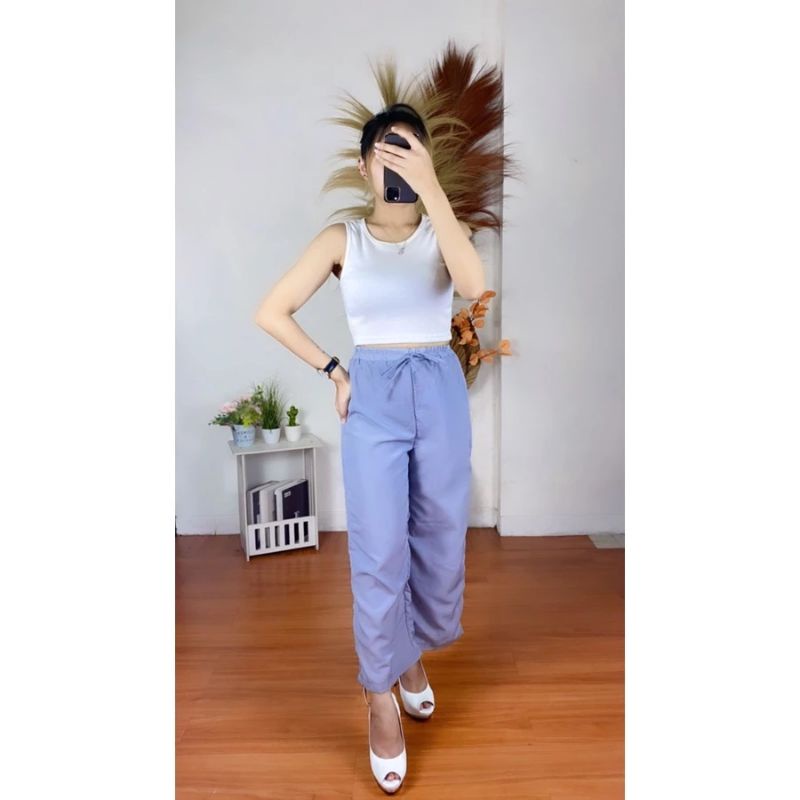 Yuna Pants Kulot / Kulot Tali Polos / Kulot karet Ban Pinggang