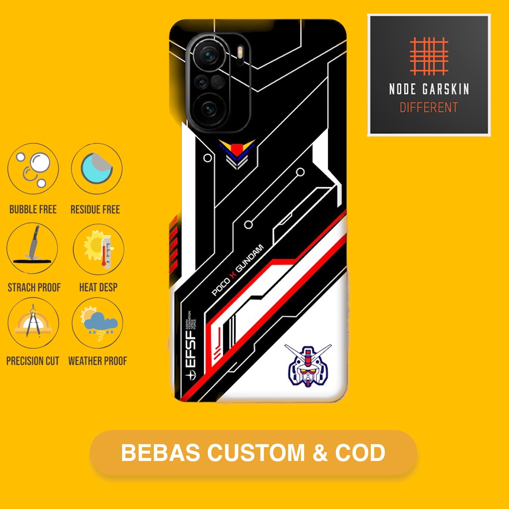 Garskin Skin Vinyl Poco F3 Fullbody Atau Backonly - Bisa Custom - Gundam V3 black Case Sticker Prote