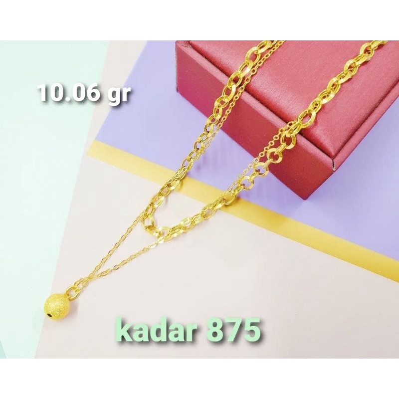 Kalung 2 Layer Boba Emas Asli Kadar 875 20K