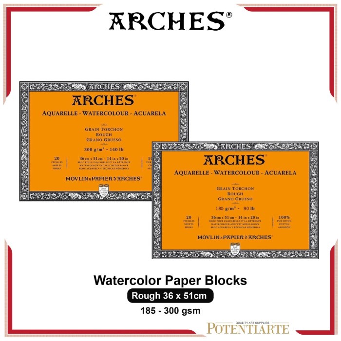 

Kertas Cat Air Arches Rough 36x51cm Watercolor Paper Blocks