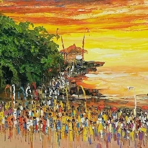 

lukisan tanah lot bali , semi palet