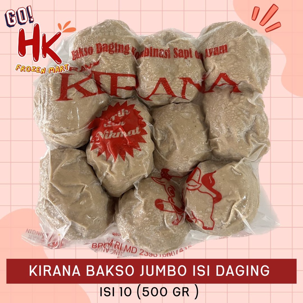 

Kirana Bakso Jumbo isi Daging Cincang isi 5pcs & 10pcs | baso jumbo 250gr 500gr sapi HK Frozen Mart