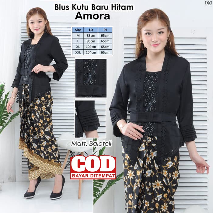 Kebaya Modern Hitam / Atasan Kebaya Hitam / Kebaya Kutubaru Hitam