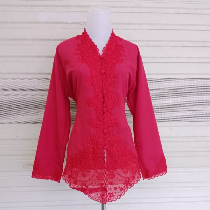 KEBAYA ENCIM MODERN LENGAN PANJANG POLOS WARNA MERAH