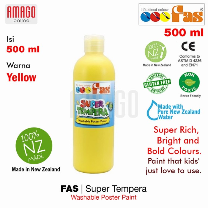 

Promo Fas - Super Tempera Washable Poster Paint - 500 Ml - Yellow - 007