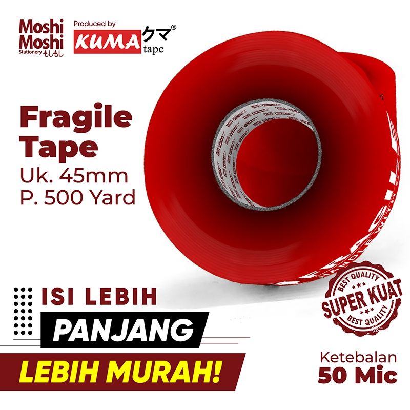 

Lakban Fragile Moshi Kuma 2 Inch 500 Yard Isolasi Tape Perekat