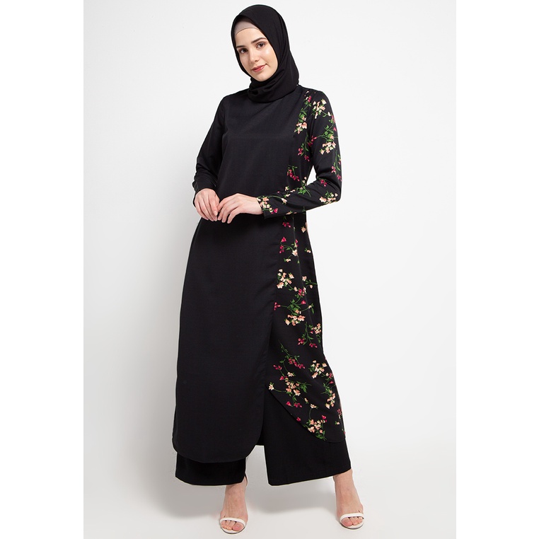 Gamis AZZAR Original Wanita Pakaian Muslim Kerah bulat 100% Ori Stylish Ellie Maxi Dress Gadis Balotelli Motif Bunga