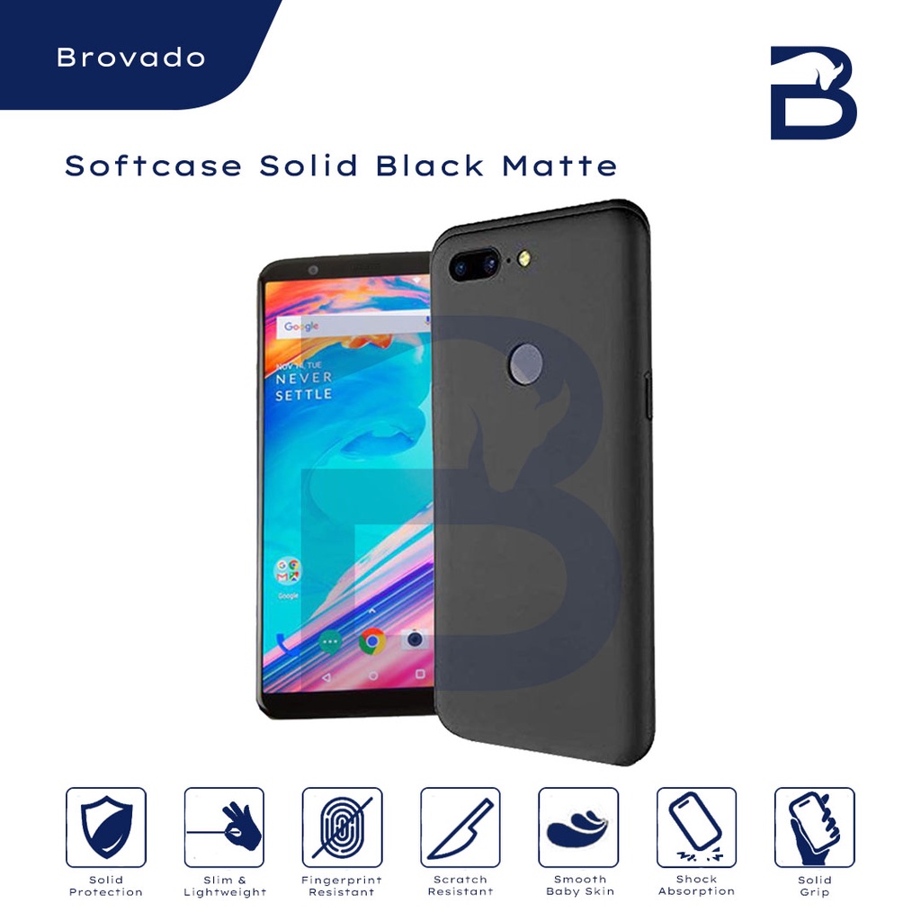 Casing OnePlus 5 / 5T Softcase Solid Black Matte Silikon TPU Hitam