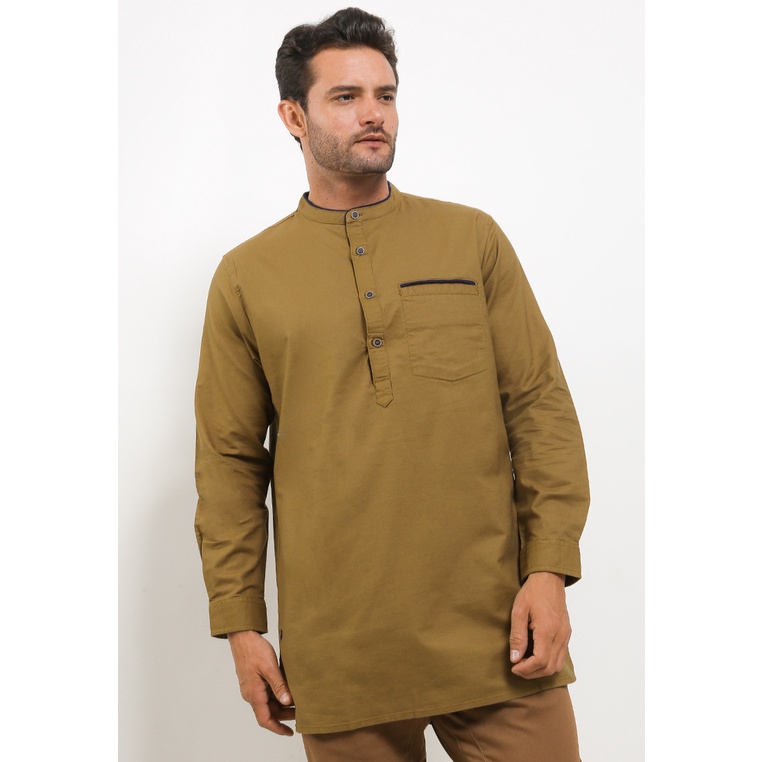Baju Koko Lois Jeans Original Pria Pakaian Muslim desain basic untuk modest look yang versatile Lebaran 100% Asli Berkualitas Cotton Ramie KLL333BR Dewasa Katun