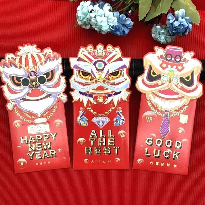 

New Angpao Happy New Year Angpau Imlek Netral Barongsai Ampau Panjang Berkualitas