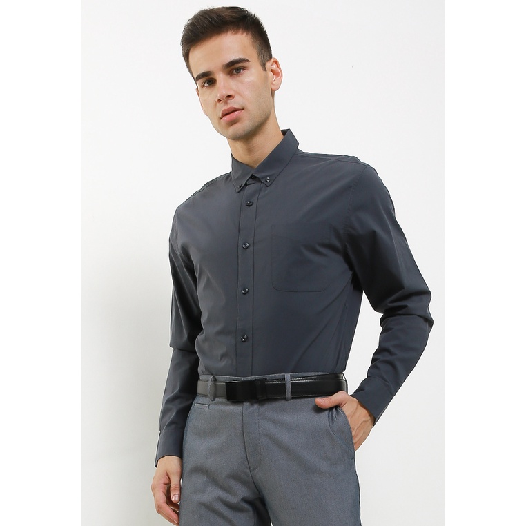 Kemeja Giordano Original Pria Baju abu tua Ori 100% Casual Men's Poplin Shirt Man Basic