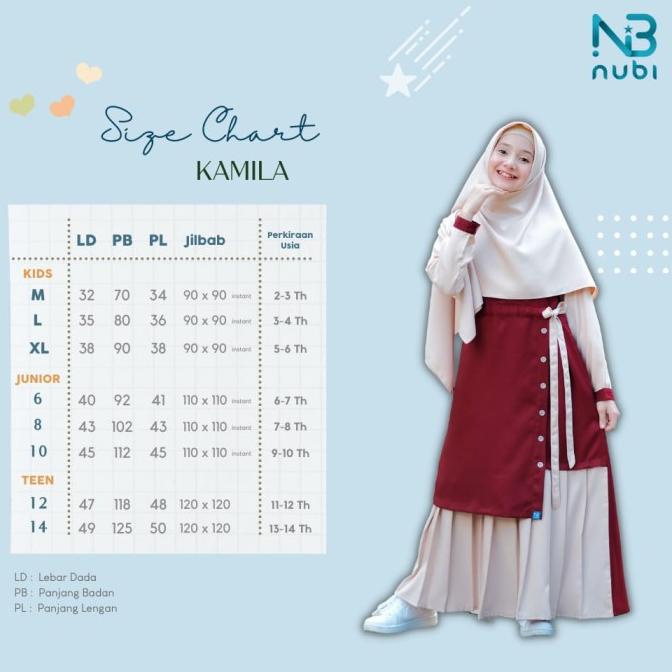 Gamis Kamila Nubi Baju Muslim Anak Perempuan Remaja Ori Nubintang 2-14 - Terlaris