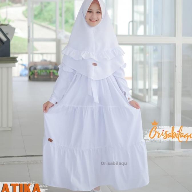 Gamis Putih Atiika Baju Muslim Manasik Anak Remaja Perempuan Orisabila