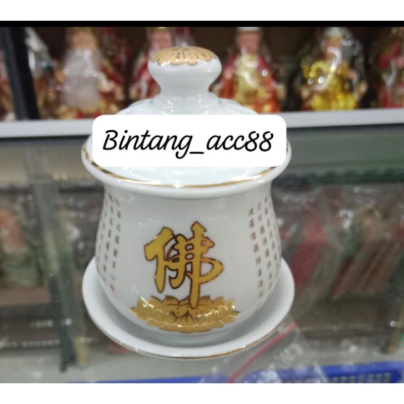 cangkir puja gelas sembahyang keramik Fo- putih- kecil