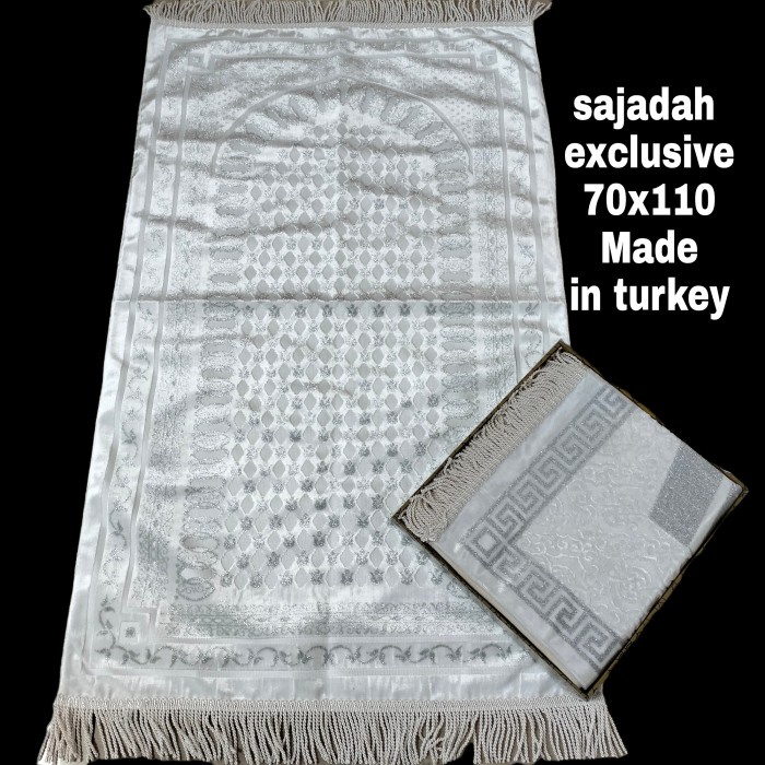 [Original] Sajadah Turki Putih - Sajadah Aydin Genova Putih Benang Perak/Bordir Terbatas