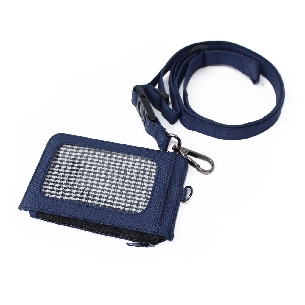 

Ed108 Name Tag Gantungan Dompet Id Card Holder Tali Lanyard Zipper Kartu U Navy