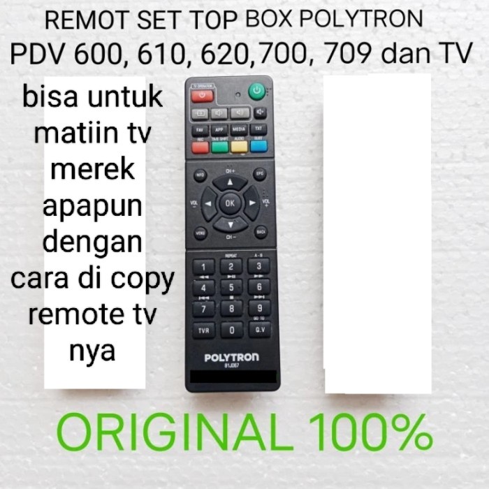 REMOTE SET TOP BOX POLYTRON TV DIGITAL 100% ORIGINAL REMOT STB
