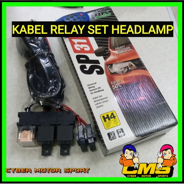 Kabel set Relay Lampu H4 . Relay Head Lamp set. Relay MX 11. kabel relay mobil universal