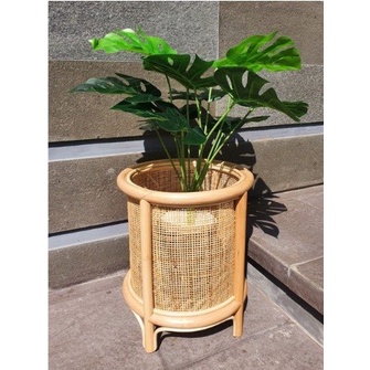 Pot Rotan Tinggi Vas Bunga Sudut/ Cover Pot Tanaman Rotan/ Home Decor