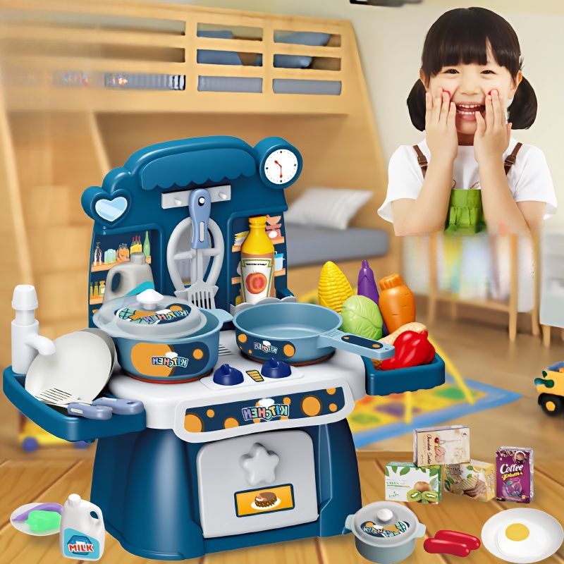 Mainan Dapur Mini Anak-anak, Mainan Simulasi Set Lengkap Peralatan Dapur