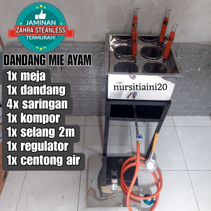 Promo Dandang Mie Ayam Kotak 4 Lubang Set Meja/ Panci Mie Ayam/ Tong Mie