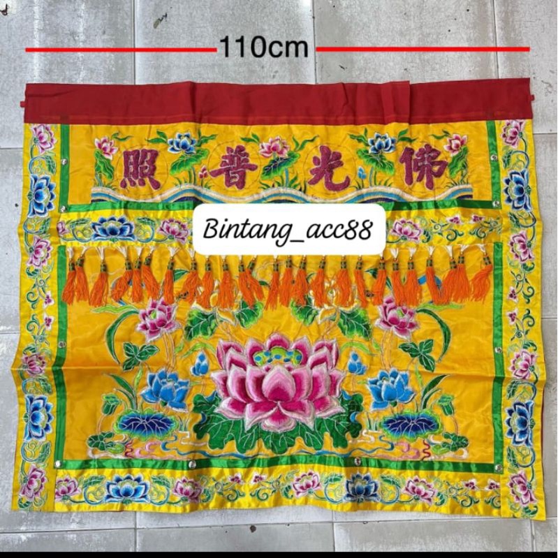 kain tokwi/ kain penutup meja/ towi teratai full bordir 110cm-l