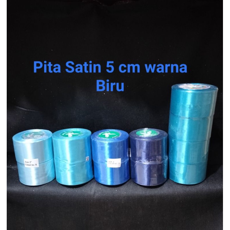 

Pita Satin 5 cm Per Roll 25 Yard / Pita Kado 2 inchi Per Roll Murah - Biru