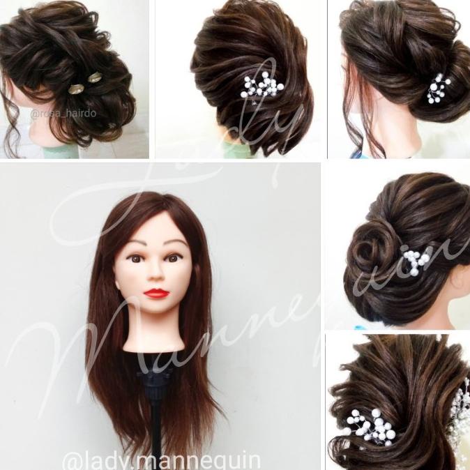 Patung Rambut Manekin Rambut Sanggul Salon Manekin Kepala Rambut Diskon Besar