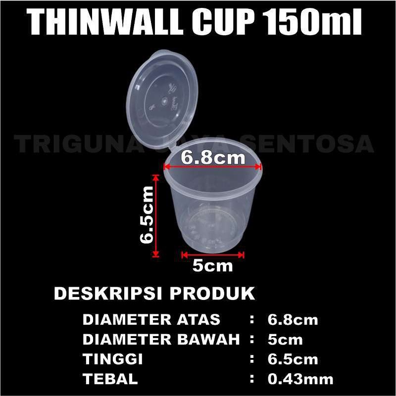 Thinwall Cup 150Ml Cup Puding 150Ml Per Dus Tempat Cake Cup Gelas Plastik Sambal Merpati