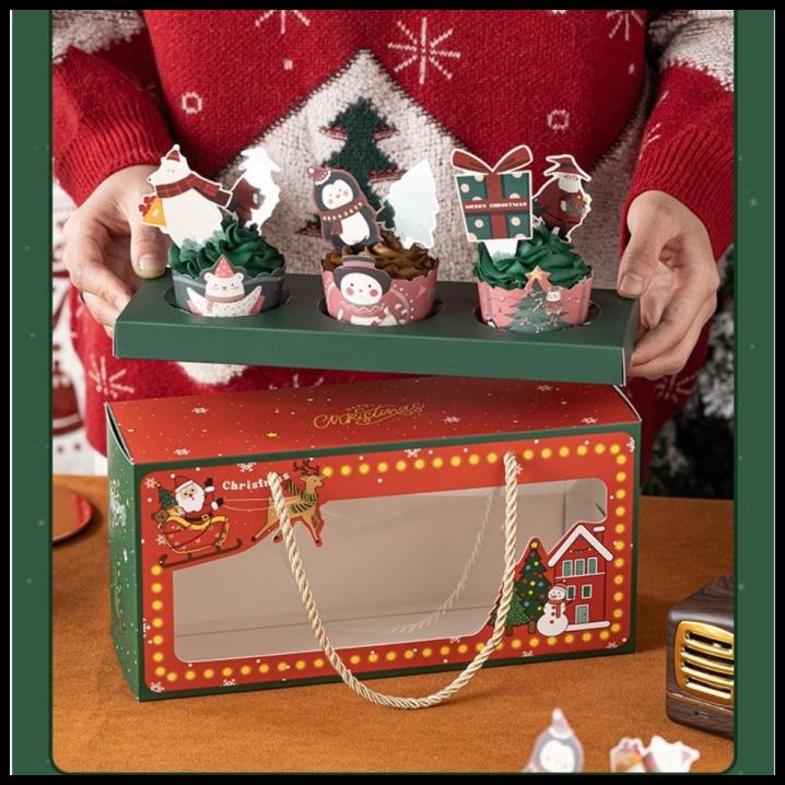 

HOT DEAL KOTAK NATAL CUPCAKE BOX/CHRISTMAST BOX KUE/KOTAK SOUVENIR NATAL !!!!!!!