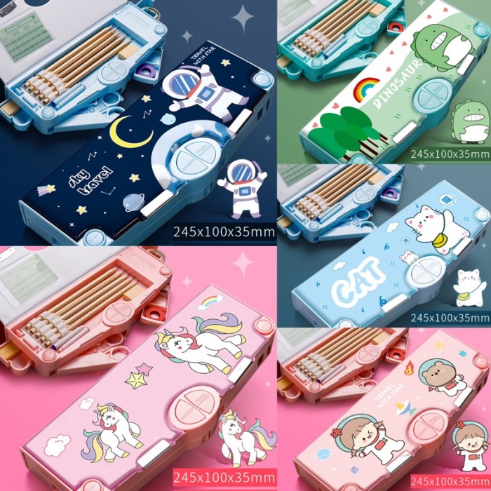 

multifunction pencil box kotak pensil multiguna double layer 2 tingkat Prakass