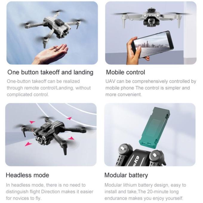 Drone Camera K9 Pro Dual Camera 4K Optical Flow Antitabrak Vs K101 E99